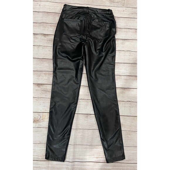 INC International Concepts Women's Black Faux Leather Pants Button Zipper Size 8 - Picture 3 of 7